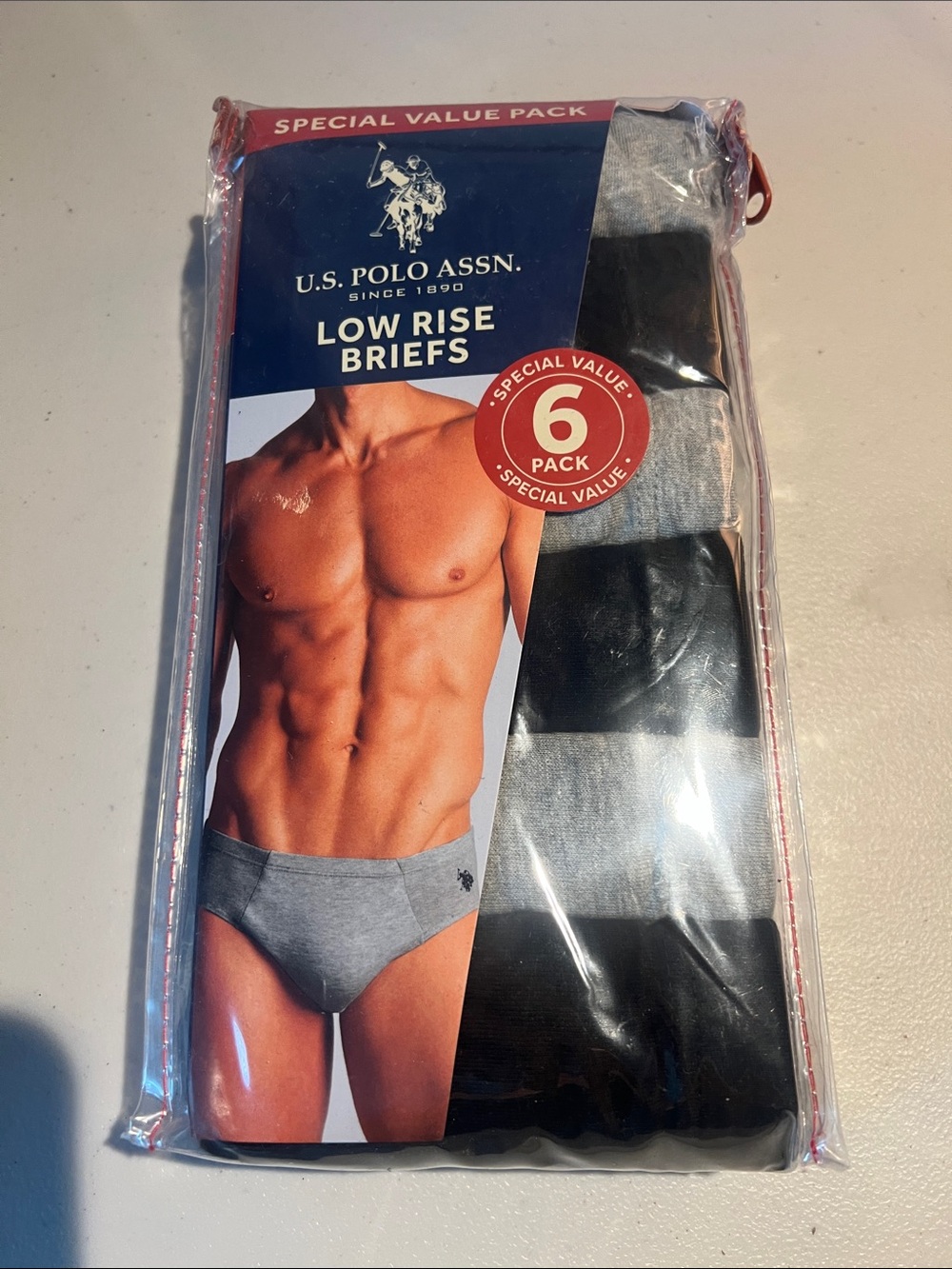 U.S. Polo Assn. Men’s Low Rise Briefs - Gray & Black (6-Pack)